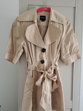 XOXO Classic Tan3/4 Trench Coat with Tie Waist